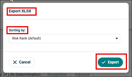 Export XLSX button